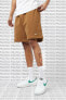 Фото #1 товара Solo Swoosh Oversize Fit Unisex Shorts Bol Kesim Şardonlu Kalın Şort Kahverengi