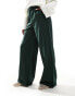 Vila tailored wide leg trouser in green pinstripe