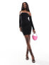Фото #3 товара Vesper bardot long sleeve mini dress in black