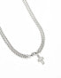 Faded Future multirow chain and cross necklace in silver