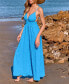 Women's Electric Blue Smocked Maxi Beach Dress