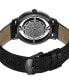 Stainless Steel Black PVD Case on Black Alligator Embossed Genuine Leather Interchangeable Strap with Additional Brown Alligator Embossed Strap, Black Dial, with Silver Tone Accents