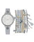 ფოტო #1 პროდუქტის Women's Analog Gray Strap Watch 32mm with Beaded Bracelets Set