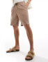 Pull&Bear baggy linen shorts in brown