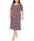Фото #1 товара Plus Size Printed Scoop-Neck Elbow-Sleeve Midi Dress