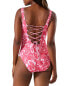 Фото #3 товара Tommy Bahama 281133 Scrolls Reversible Lace Back One-Piece Swimsuit, Size 4