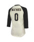 Women's Threads Tyrann Mathieu Cream, Black New Orleans Saints Name & Number Raglan 3/4 Sleeve T-shirt