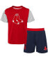Фото #2 товара Костюм для малышей OuterStuff Комплект Футболка и Шорты Boston Red Sox, красно-синий, красный, зайчик, ударник
