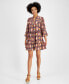 ფოტო #1 პროდუქტის Women's Printed Split-Neck Tiered Dress