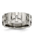 Stainless Steel Brushed Cubic Zirconia Cross Band Ring