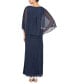 Women's Sparkle Mesh Capelet Ruched Gown