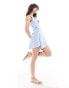 Фото #3 товара SNDYS linen blend tie side wrap mini dress in light blue