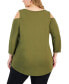 Фото #2 товара Plus Size 3/4-Sleeve Cold-Shoulder Top, Created for Macy's