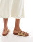 New Look double strap sandal with raffia in tan