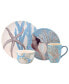 Beyond the Shore 16Pc Dinnerware Set, Service for 4