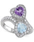 ფოტო #1 პროდუქტის Amethyst (5/8 ct. t.w.), Blue Topaz (7/8 ct. t.w.), & Lab-Grown White Sapphire (7/8 ct. t.w.) Heart Bypass Ring in Sterling Silver