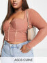 ASOS DESIGN Curve hotfix crystal stud bust cup corset top in blush