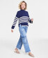 Фото #1 товара Women's Mock Neck Sailor-Stripe Sweater, Created for Macy's