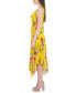 Фото #3 товара Petite Floral-Print Cowlneck Handkerchief-Hem Dress