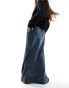 ASOS DESIGN satin bias maxi skirt in navy