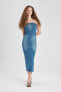 Фото #1 товара Платье женское defacto Straplez Maxi Jean B8112AX24SM
