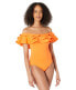 Фото #1 товара Kate Spade New York 300248 Women Ruffle Off-The-Shoulder One-Piece Swimsuit, SM