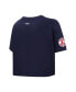ფოტო #3 პროდუქტის Women's Navy Boston Red Sox Painted Sky Boxy Cropped T-shirt