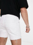 Фото #4 товара ASOS DESIGN shorter length denim shorts with rips in white