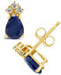 ფოტო #1 პროდუქტის Sapphire (1 ct. t.w.) and Diamond (1/8 ct. t.w.) Stud Earrings in 14k Yellow Gold