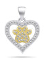 Фото #1 товара Beautiful bicolor pendant with zircons Heart with paw PT107WY