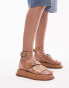 Фото #1 товара Topshop Jax leather chunky flat sandal with buckle in camel