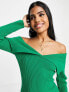 Фото #5 товара Miss Selfridge foldover rib knit dress in green