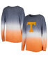 Women's Gray, Tennessee Orange Tennessee Volunteers Winkle Dip Dye Long Sleeve T-shirt