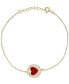 ფოტო #1 პროდუქტის Enamel Heart & Cubic Zirconia Chain Bracelet in 14k Gold-Plated Sterling Silver