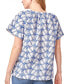 Фото #2 товара Women's Floral-Print Shirred-Neck Popover Blouse