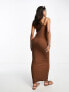 Фото #7 товара New Look second skin strappy midaxi dress in brown