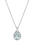ფოტო #1 პროდუქტის Aquamarine (2-1/3 ct. t.w.) & Diamond (1/10 ct. t.w.) Oval Halo 18" Pendant Necklace in Sterling Silver