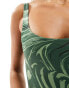 Фото #3 товара Weekday Desert swimsuit with wave print in green exclusive to ASOS