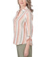 ფოტო #3 პროდუქტის Petite Linen Tuscan Sunset Striped Textured Button-Down Top