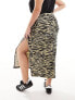 Фото #9 товара Noisy May Curve adjustable rushed midi skirt in beige zabra print