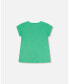 ფოტო #3 პროდუქტის Girl Organic Jersey Top With Print And Sequins Spring Green - Child