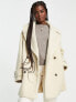 ASOS DESIGN smart double breasted pea coat in off white