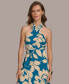 ფოტო #3 პროდუქტის Donna Karan Women's Floral-Print Halter-Neck Dress