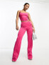 Фото #1 товара ASOS DESIGN co-ord scuba fitted straight leg trouser with pintucks in pink
