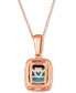 Chocolatier® Deep Sea Blue Topaz (2-1/4 ct. t.w.) & Diamond (1/3 ct. t.w.) Halo Pendant Necklace in 14k Rose Gold, 18" + 2" extender