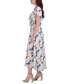 Фото #3 товара Women's Printed Smocked Flutter-Sleeve Midi Dress