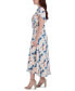 Women's Printed Smocked Flutter-Sleeve Midi Dress