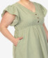 ფოტო #3 პროდუქტის Plus Size Ruffle Sleeve Knee-Length Dress