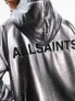 AllSaints x ASOS exclusive Chlo coated zip through hoodie in gunmetal