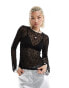 Фото #2 товара Monki long sleeve lace top in black